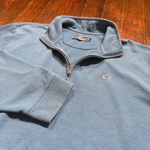 Vineyard Vines Sweater Mens 2XL Blue 1/4 Zip Performance Pullover Golf Preppy